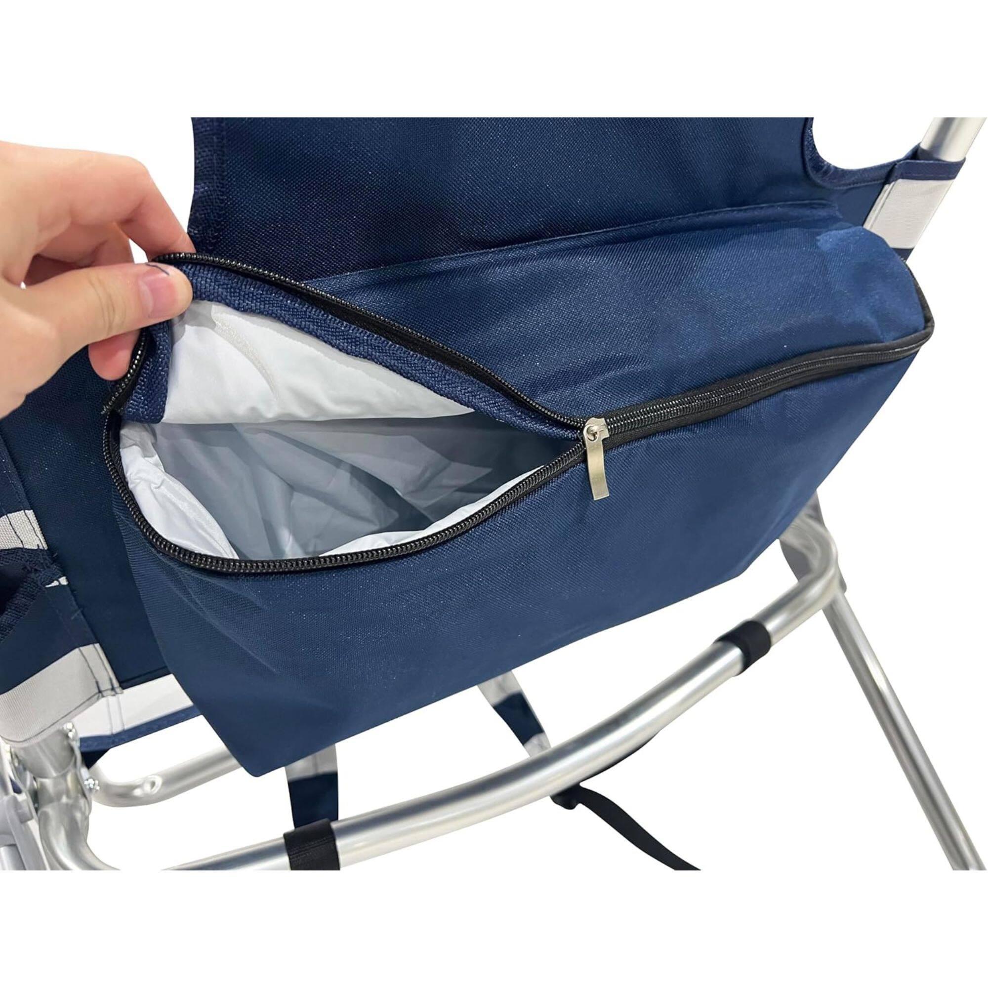 Alt View 8. Ostrich - Deltess Ostrich 3 In 1 Portable Chair Cooler Bag & Reclining Lounger, Blue/White - Blue, White Striped.