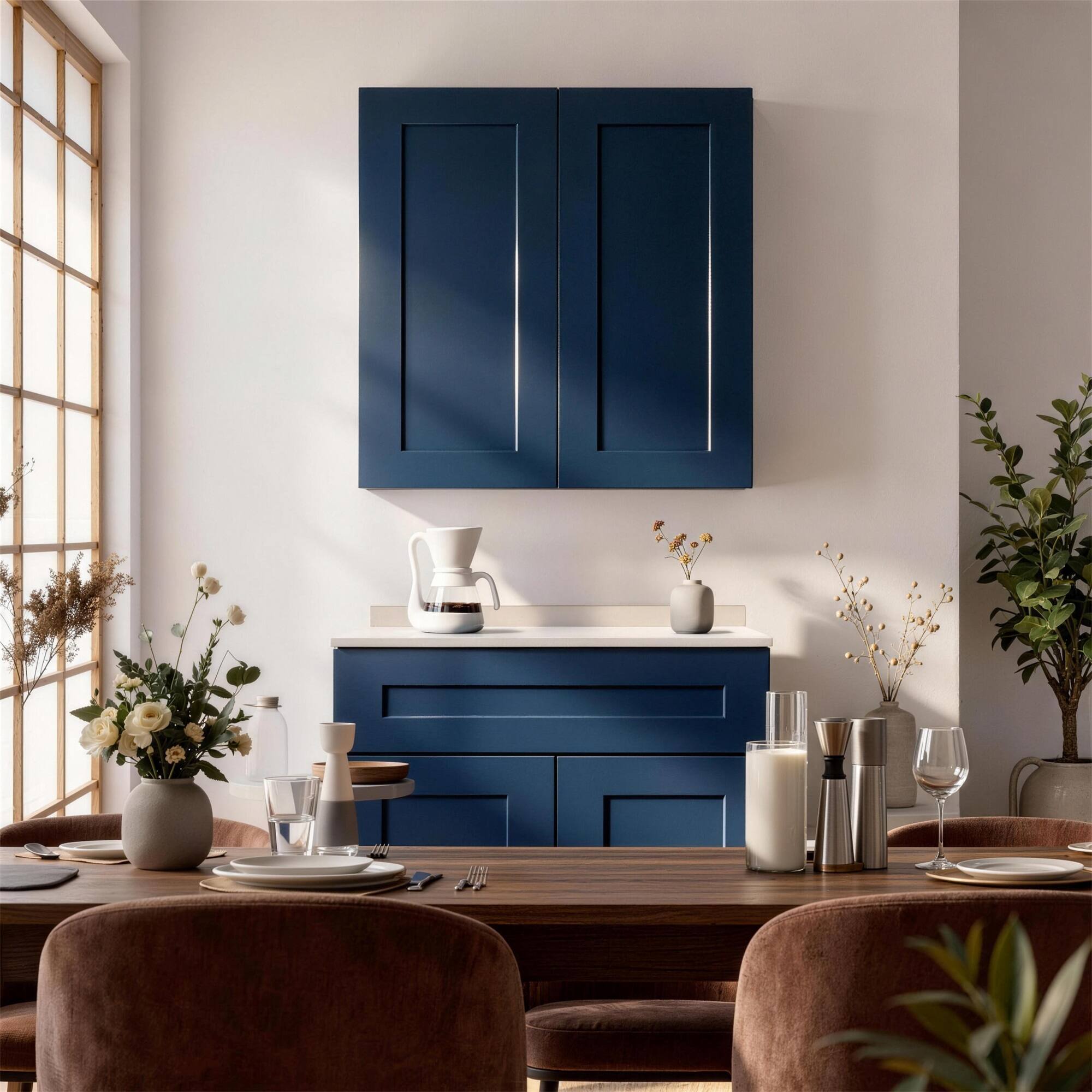 Boyel Living Shaker Wall Cabinet with Double Door 36 in L x 12 in W x ...