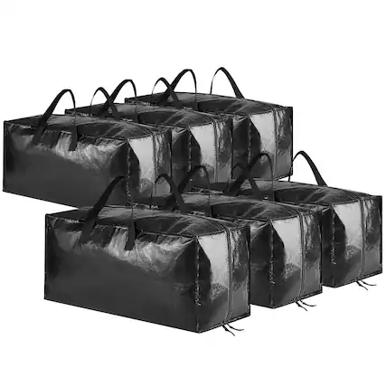 Front. Tooloton - 6 Pack Large Moving Bags with Straps, College Dorm Packing Supplies, Black - Black.