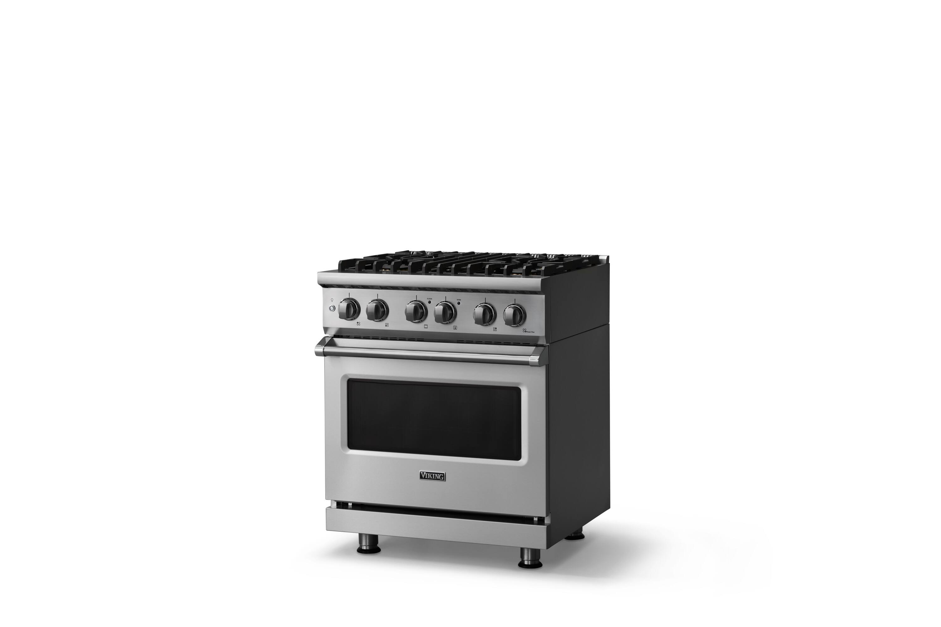 Angle. Viking - 30"W. Pro5S 4.7 Cu.Ft. Freestaning Sealed LP 4 Burner Dual Fuel Convection Range - Stainless Steel - Stainless Steel.