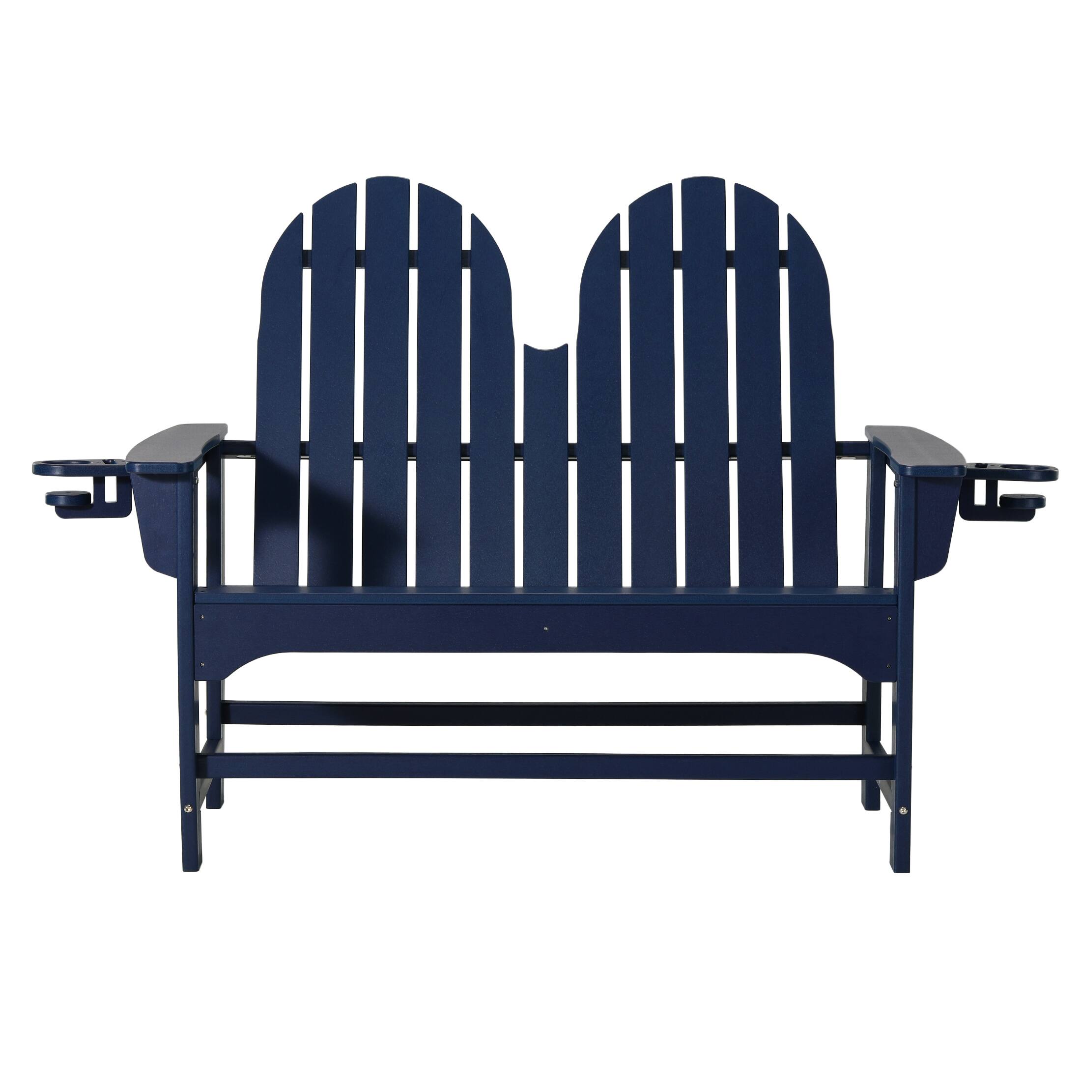 Front. WestinTrends - WestinTrends St. Augustine Outdoor Patio 49" HDPE Adirondack Garden Bench - Navy Blue.
