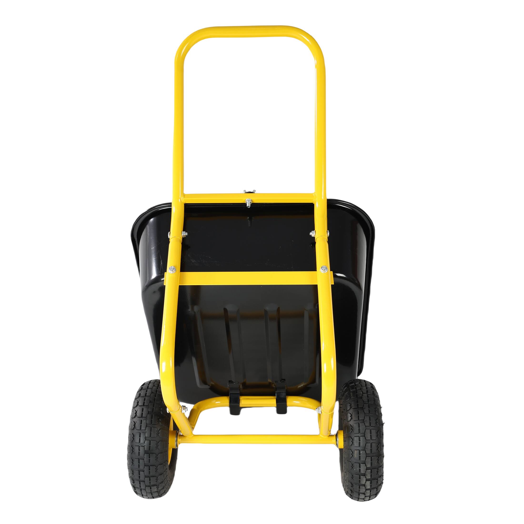 Left. COWLOWN - 2 Wheel Garden Cart 10in Yellow Black Pneumatic Wheels - Yellow Black.