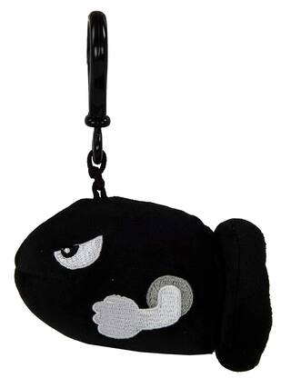 Front. TOMY - Nintendo Mario Kart Mocchi-Mocchi 4 Inch Plush Clip On - Bullet Bill - Black.