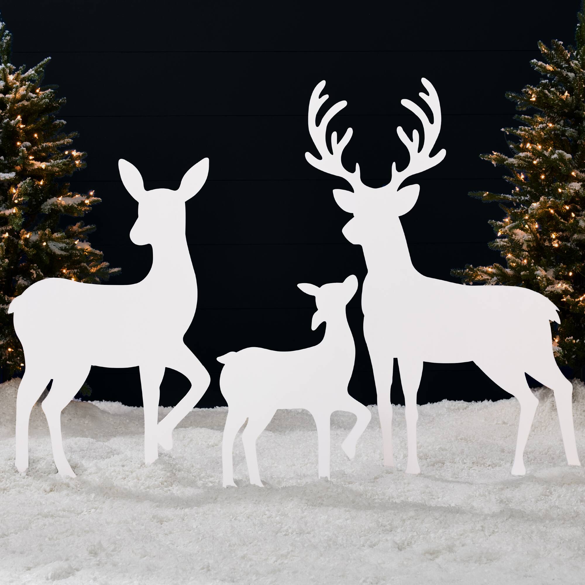 Best Choice Products - 3-Piece 46in 2D Deer Family Silhouette Set, Outdoor Christmas Yard Decor w/ Buck, Doe, Fawn - White