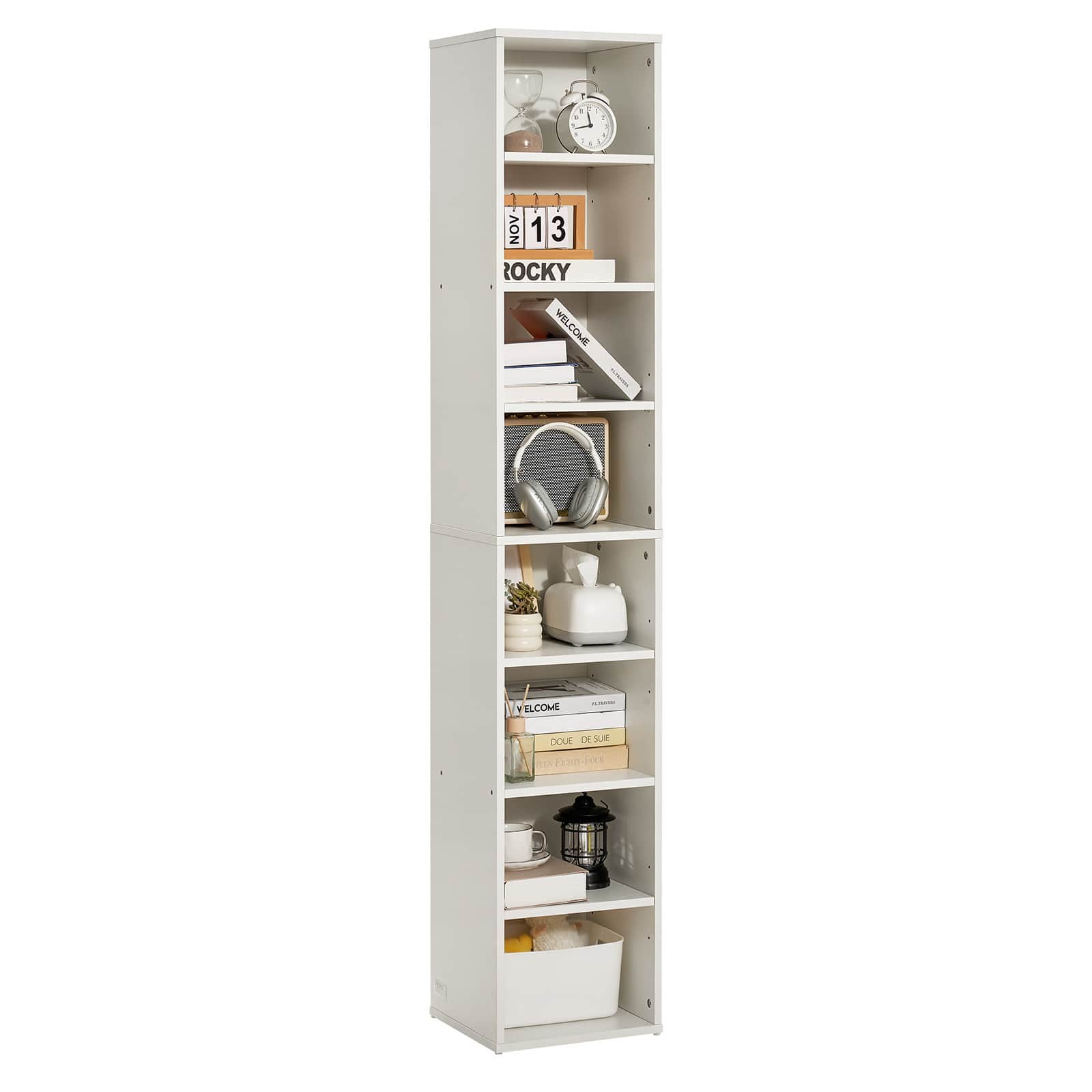 VEVOR 8 Tiers Narrow Bookshelf, 71 in Wooden Tall Open Bookcase