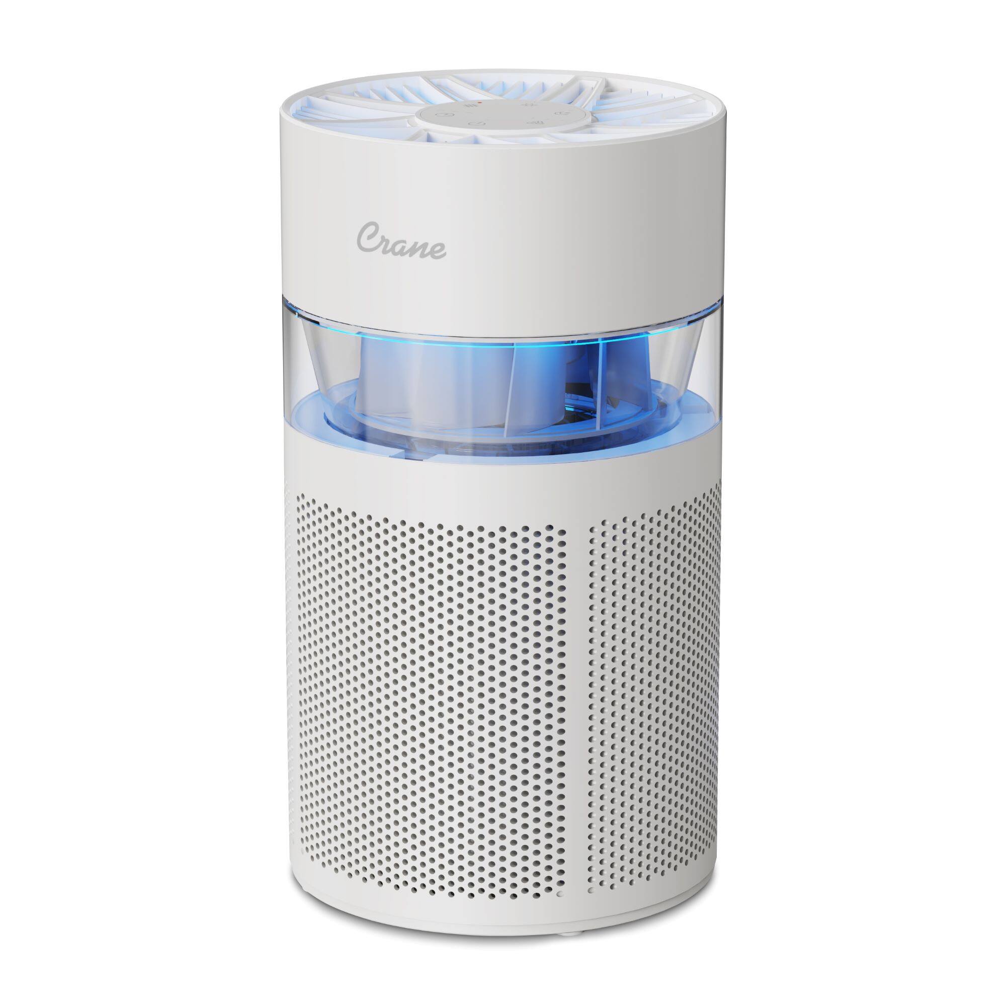 Front. CRANE - Crane True HEPA Air Purifier, Up To 200 Sq. Ft., With Aroma Tray - White.