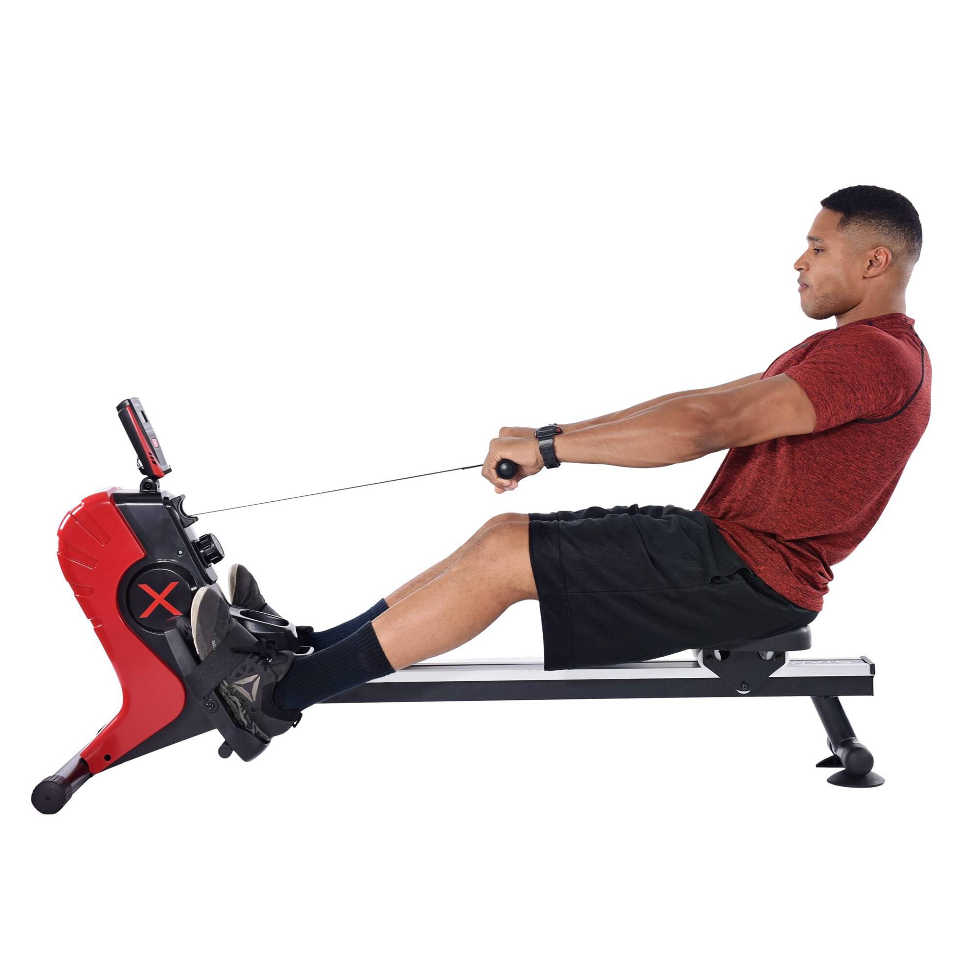 Alt View 1. Stamina Products - Stamina Products X Magnetic Compact Rowing Machine Rower, Black/Red - Black/Red.