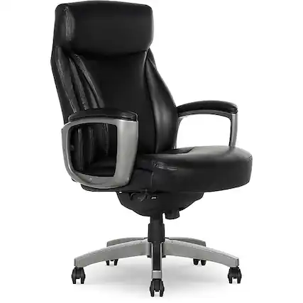 Front. La-Z-Boy - La-Z-Boy Arcadian Ergonomic Bonded Leather Swivel Executive Chair, Black (60009) - Black.