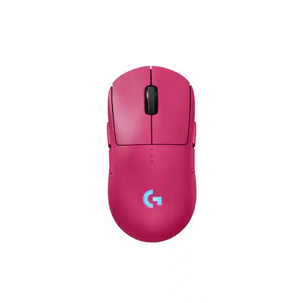 Front. Logitech - PRO 2 LIGHTSPEED Lightweight Optical HERO 44K DPI Gaming Mouse with 4 Customizable and Switchable Magnetic Side Buttons - Magenta.