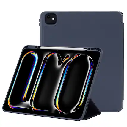 Front. Vena - For Apple iPad Pro 13 Inch Case with Pencil Holder, iPad Pro M4 13 Inch Case Cover (2024) with Slim Trifold Stand, Blue - Blue.