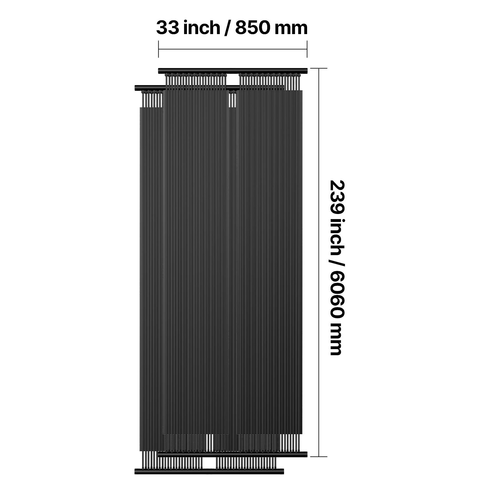 33 inch / 850 mm  
239 inch / 6060 mm