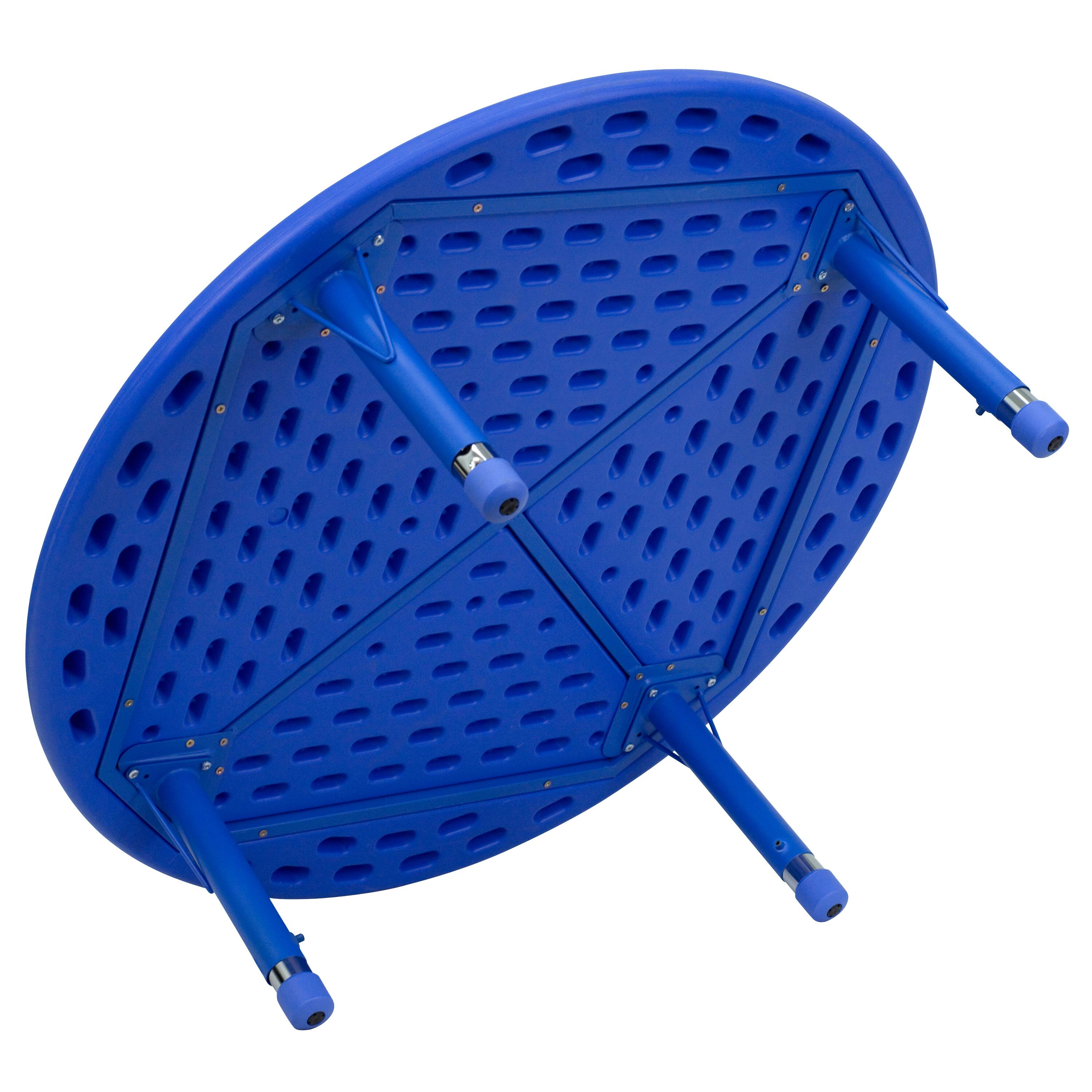 Alt View 3. Emma + Oliver - 45" Round Plastic Height Adjustable Activity Table - Blue.