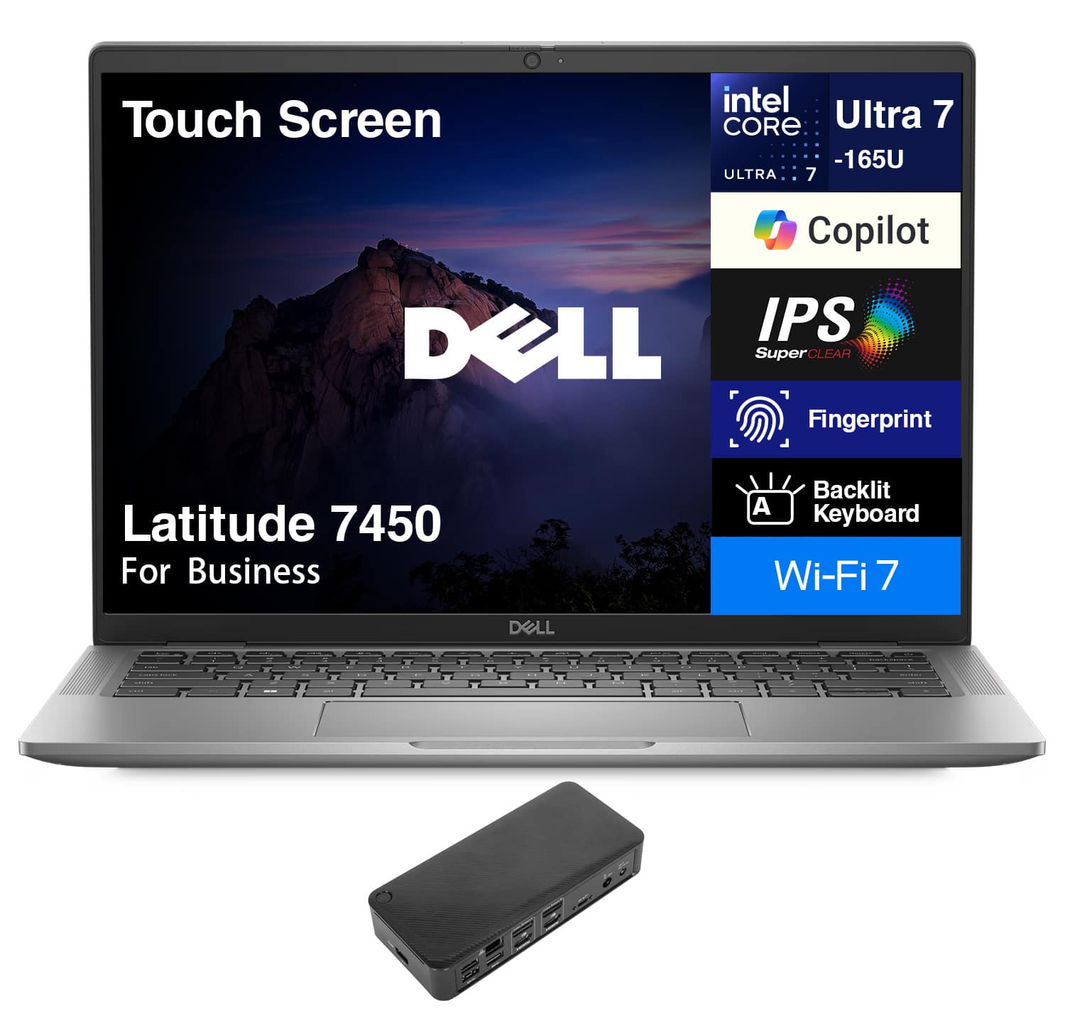 Dell - Latitude 7450 Laptop 14.0 WUXGA (Intel Ultra 7 165U , 16GB LPDDR5X, 1TB M.2 PCIe SSD, Win 11 Pro) - Aluminum Titan Grey