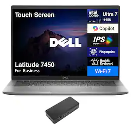 Dell - Latitude 7450 Laptop 14.0 WUXGA (Intel Ultra 7 165U , 16GB LPDDR5X, 1TB M.2 PCIe SSD, Win 11 Pro) - Aluminum Titan Grey