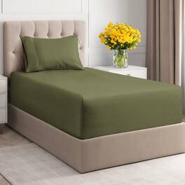 CGK Linens - 100% Cotton 400 TC 4 Piece Sheet Set - Extra Deep Pocket for 18"-24" Mattresses - Twin - Sage Green