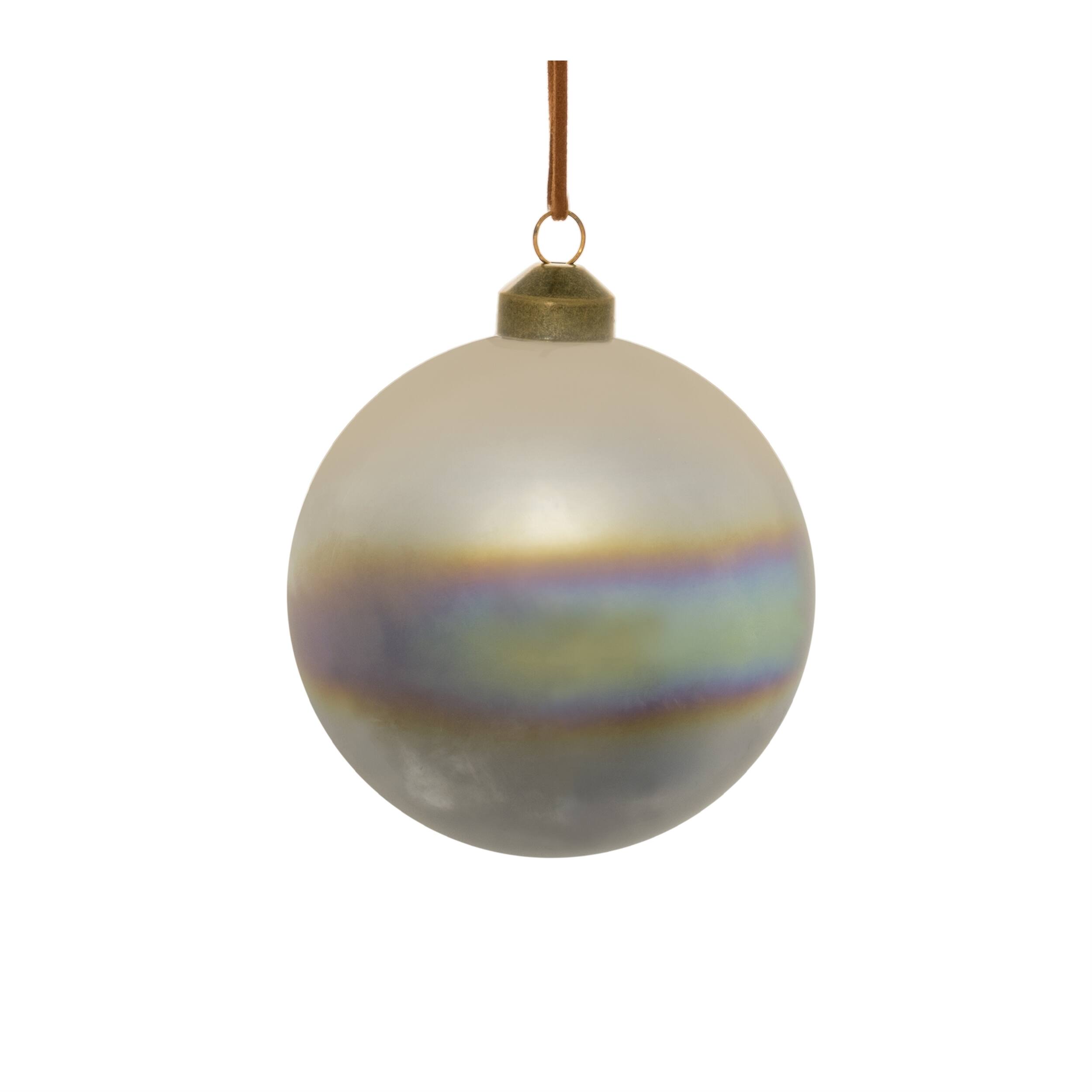 Left. BreeBe - Cloudy Iridescent Glass Ornament (Set of 6) - Beige, Gray.