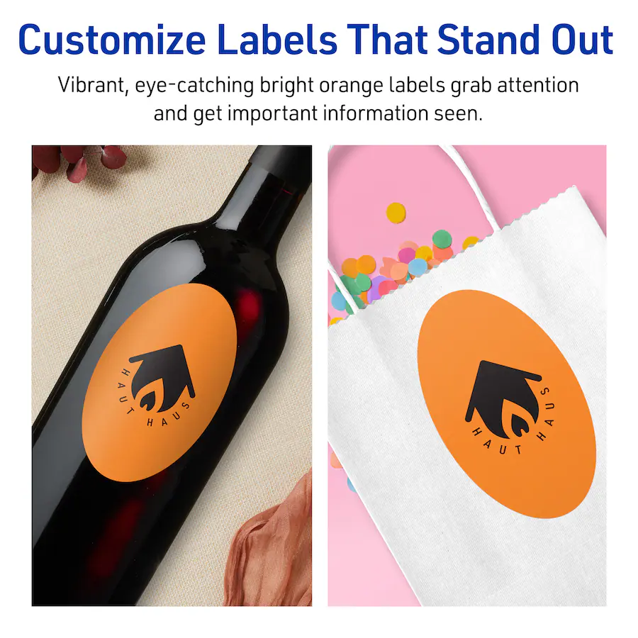 Avery Printable Oval Labels, Bright 4" x 6", 40ct Orange 94057BOP20