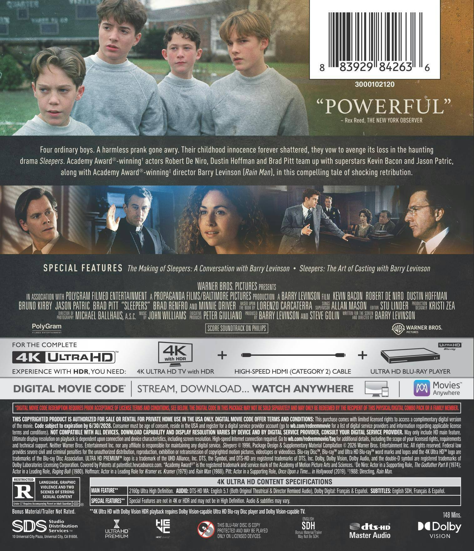 Back. Sleepers   - 4K Blu-Ray.