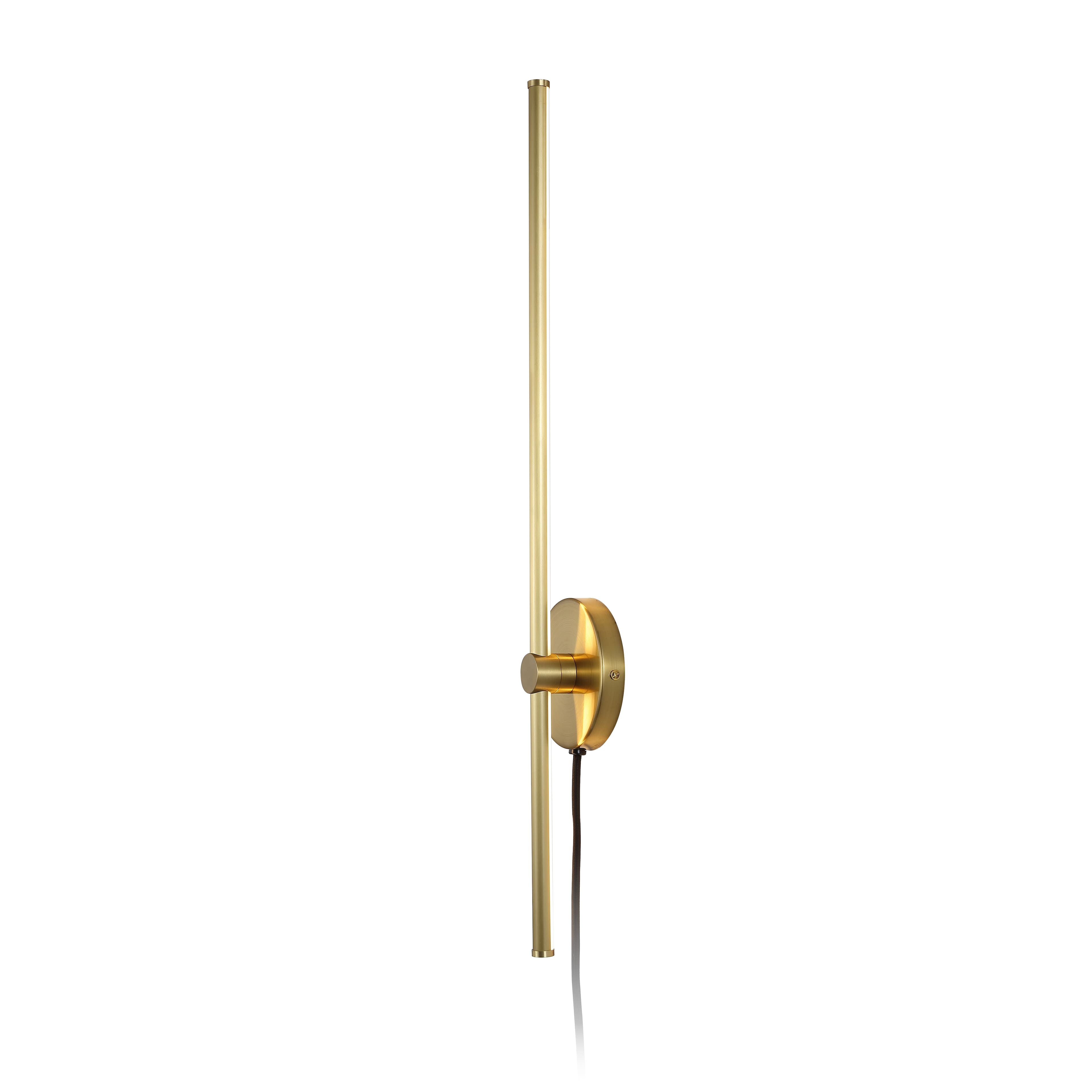 "Jonathan Y - Anton 27.25"" 1-Light Modern Minimalist Iron Adjustable Bar Integrated LED Plug-In Sconce - Brass Gold" price history on PriceWatchPro