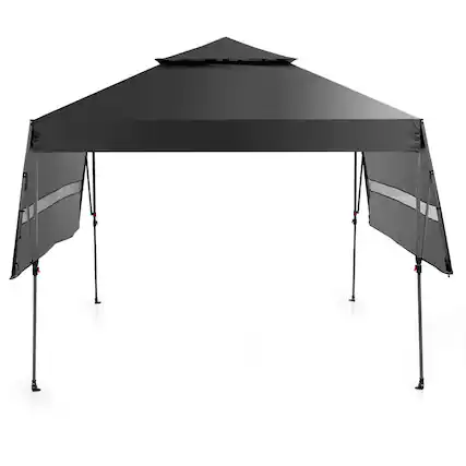 Front. Costway - Costway 10'x17.6' Outdoor Instant Pop-up Canopy Tent Dual Half Awnings Adjust Patio - Black.