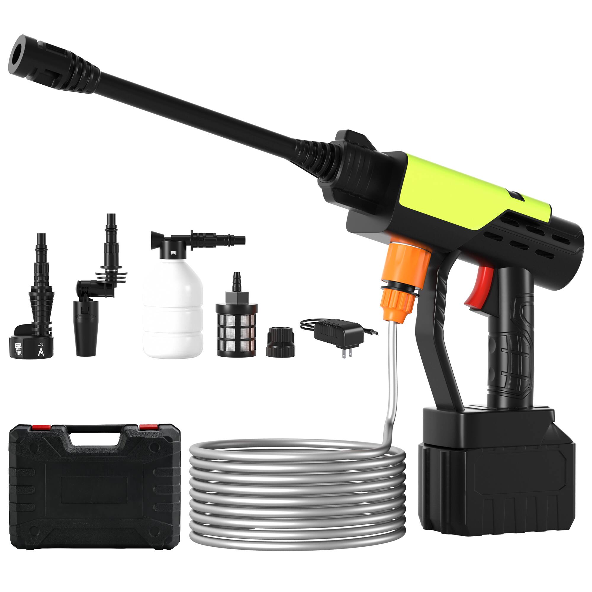 Angle. Topteng - 6-in-1 Cordless Pressure Washer - 21V Portable Electric, 30Bar High Pressure Spray Gun, for Car/Garden/Home Cleaning.