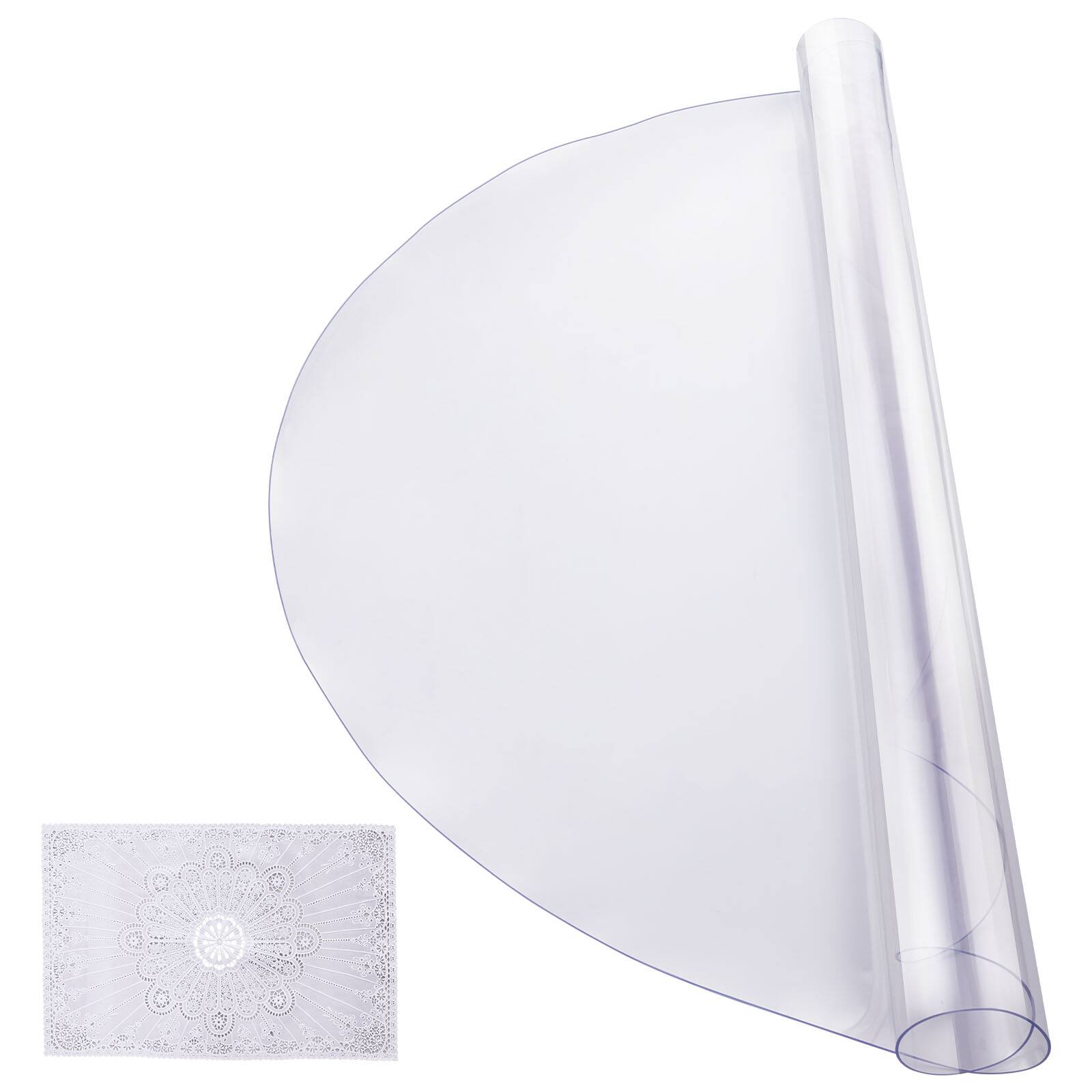 Alt View 5. VEVOR - Plastic Table Cover, 42 x 42 Inch 2.0 mm Thick Clear Table Protector, Round PVC Desk Mat - Transparent.