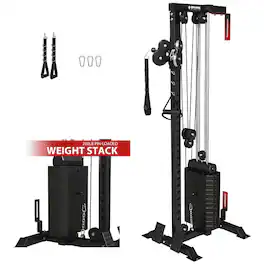 Mikolo - Cable Crossover Machine, Wall Mount Cable Station with 200LBS Weight Stack - Black