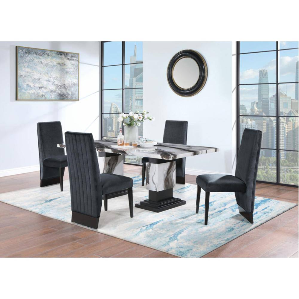 Left. Hivvago - Hivvago Set of Two Upholstered Velvet Dining Side Chairs - Black.