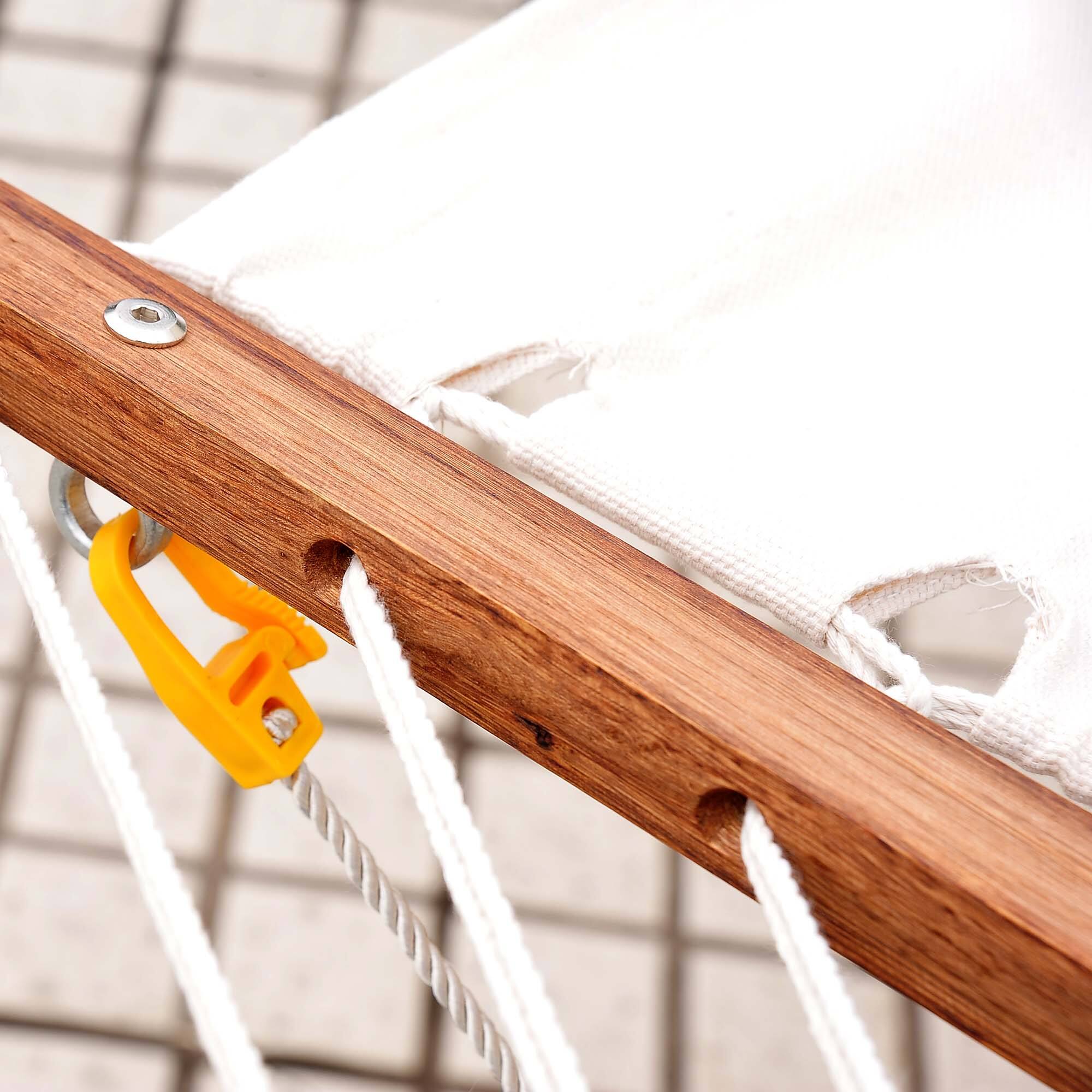 Alt View 8. Outsunny - Outdoor Hammock with Stand & Accessories, Heavy Duty Wooden Frame, Sun Shade Visor Canopy - White, Teak.