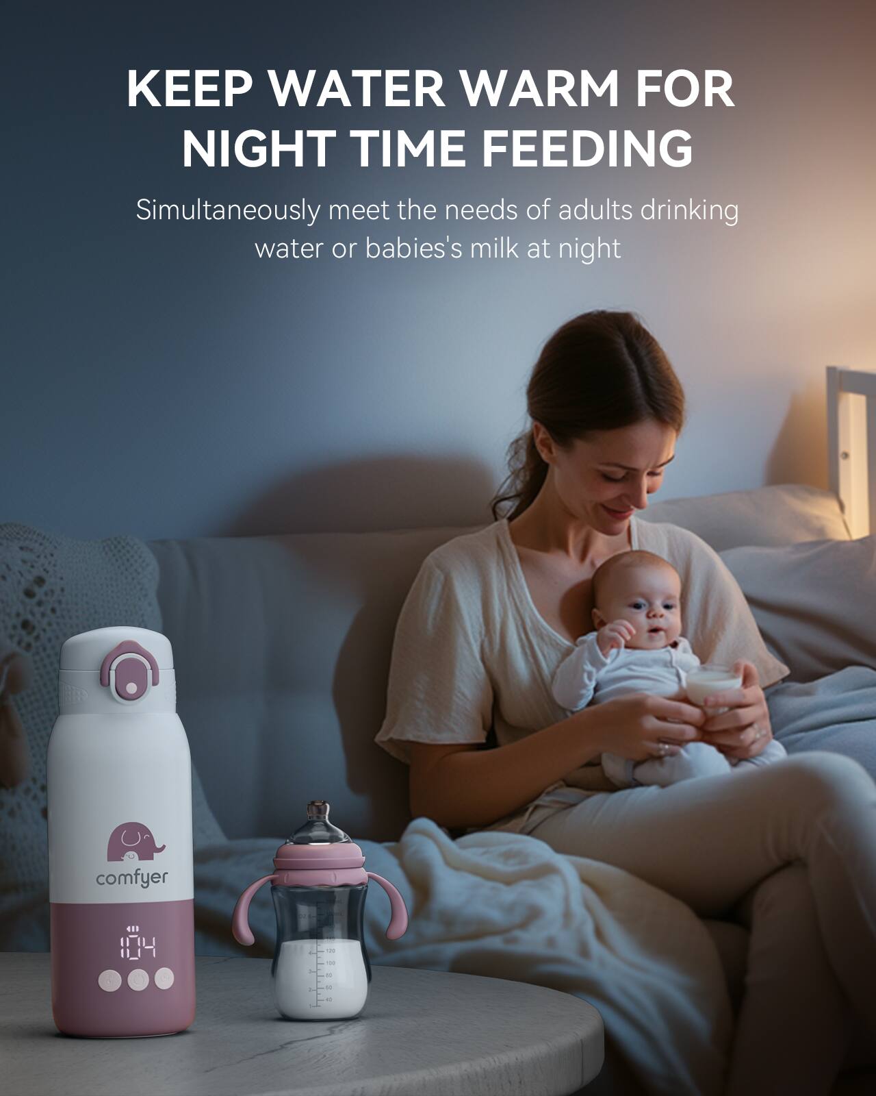 KEEP WATER WARM FOR NIGHT TIME FEEDING

Simultaneously meet the needs of adults drinking water or babies' milk at night.
