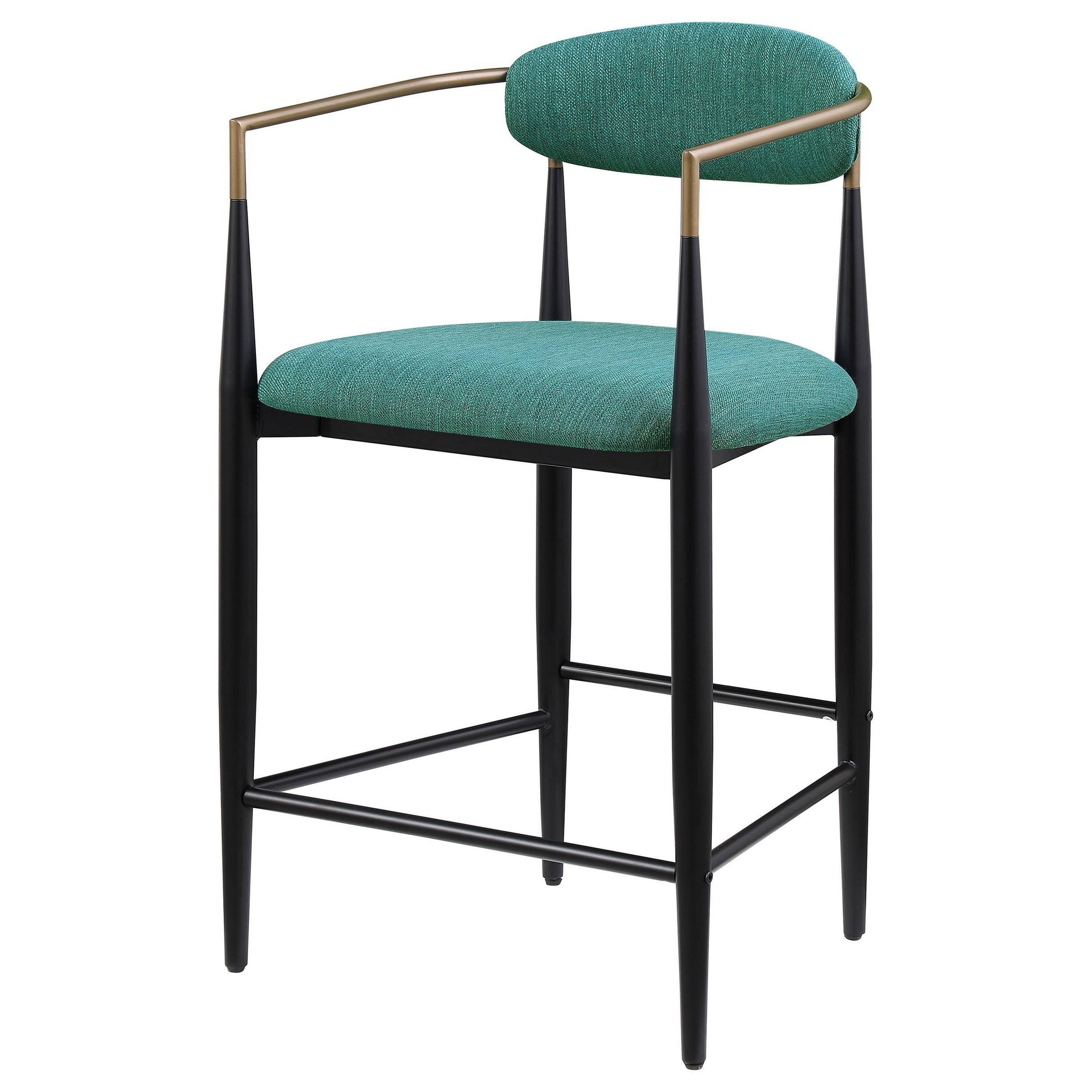 Alt View 3. Manhattan Lane - Tiara Counter Height Chair Set of 2, Teal Green, Black Metal 25 Inch - Teal Green, Gold, Black.