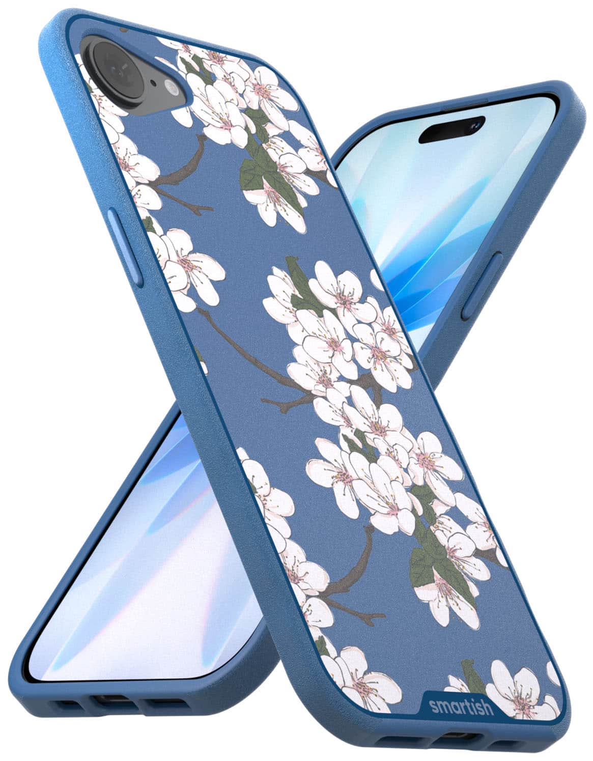 Smartish - iPhone 17e/16e MagSafe Case - Gripmunk Protective Slim Grip Magnetic Cover - Very Cherry Blossom - Blue