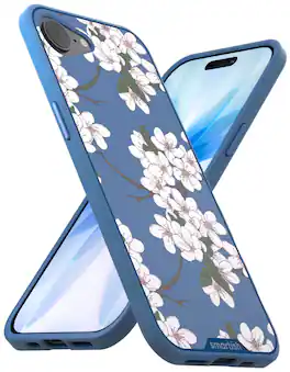 Smartish - iPhone 17e/16e MagSafe Case - Gripmunk Protective Slim Grip Magnetic Cover - Very Cherry Blossom - Blue