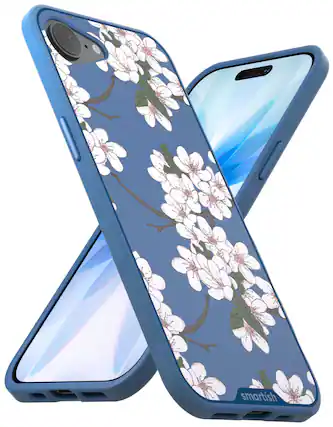 Front. Smartish - Smartish iPhone 17e/16e MagSafe Case - Gripmunk Protective Slim Grip Magnetic Cover - Very Cherry Blossom - Blue.