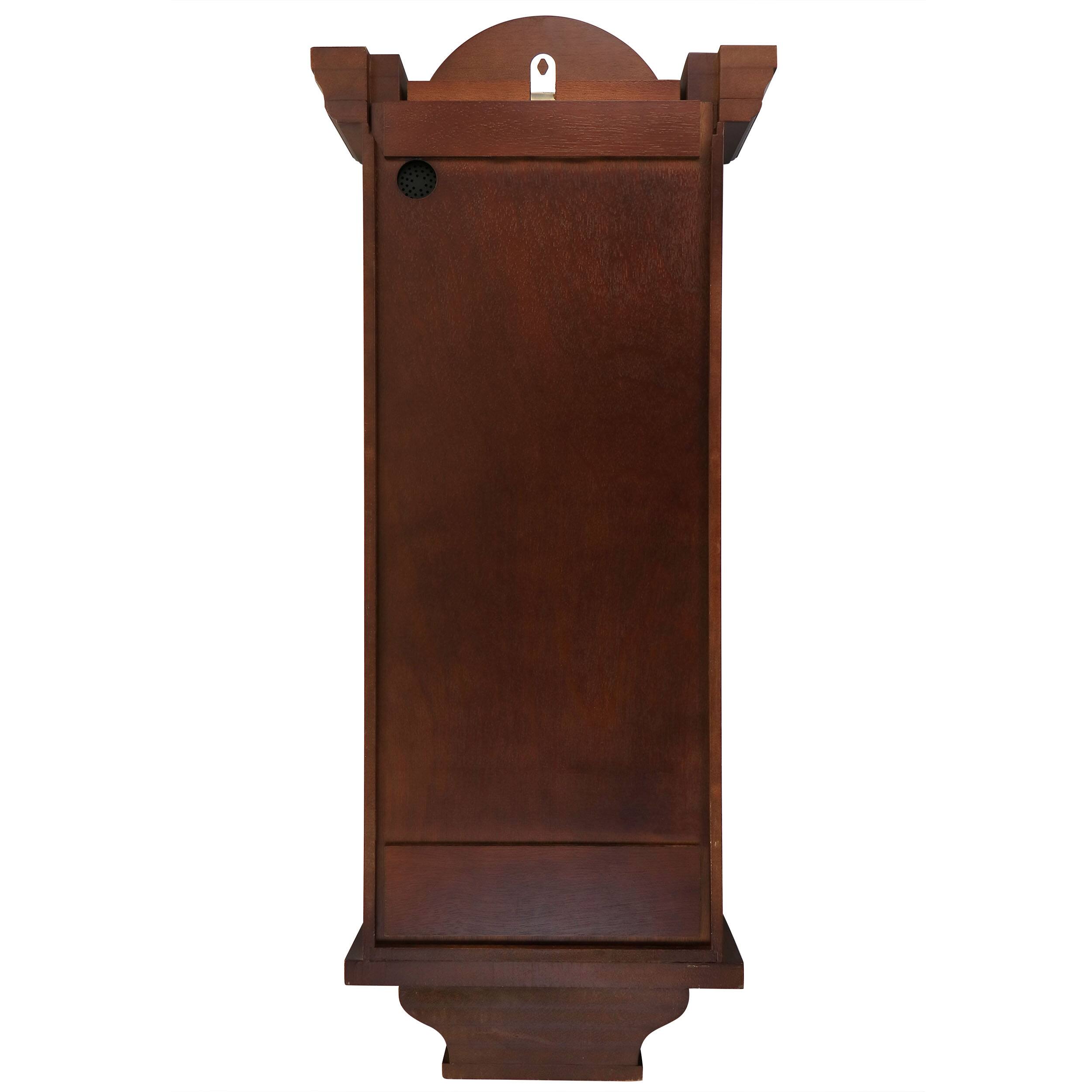 Alt View 2. Bedford Clock Collection - Bedford Clock Collection Grand 31 Inch Chiming Pendulum Wall Clock in Antique Mahogany Cherry Finish - Brown.
