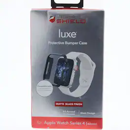 ZAGG - Screen Protector FIT Apple AppleWatch Series 4 (44MM) Protective Bumper CaseLuxe Matte Black Finish - Clear