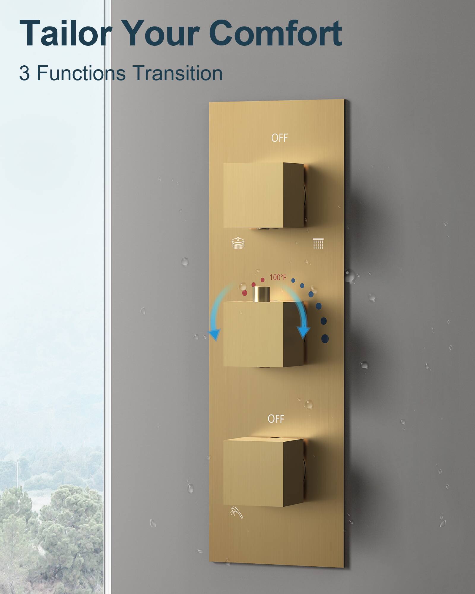 Tailor Your Comfort  
3 Functions Transition  
OFF  
100°F  
OFF