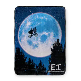 Silver Buffalo - E.T. The Extra-Terrestrial Bike Moon Fleece Throw Blanket | 45 x 60 Inches - Blue