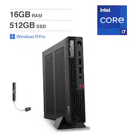 Lenovo - ThinkStation Mini Desktop (i7-14700, 16GB, 512GB SSD, T400, Win 11 Pro ) - Black