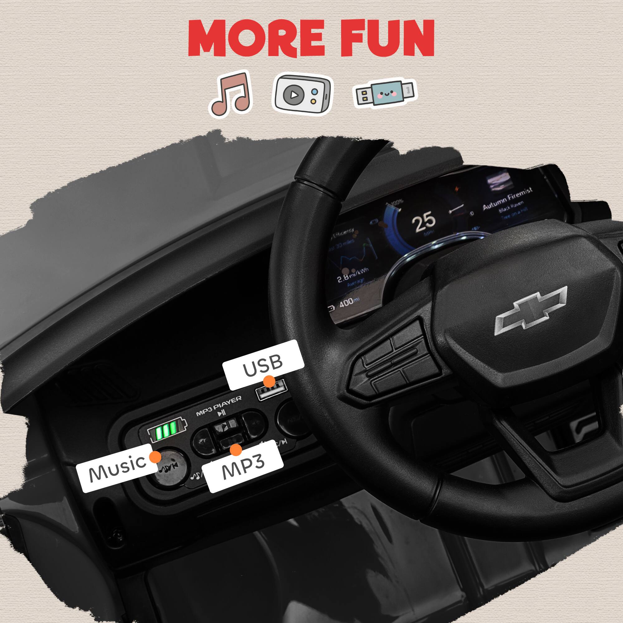 MORE FUN

Music
MP3
USB

25
Autumn Firemist
2.8m/400m

MP3 PLAYER