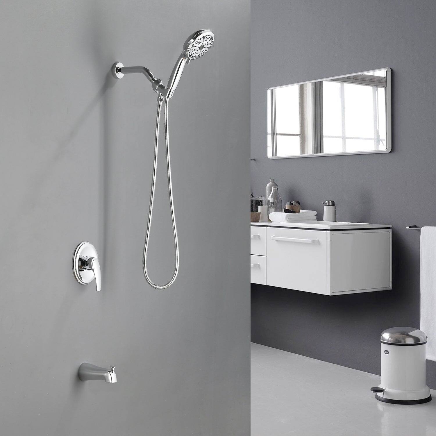 Alt View 5. Boyel Living - Polished Chrome Shower Set with 10 Function Handheld Shower and cUPC Pressure Balance Valve - Polished Chrome.