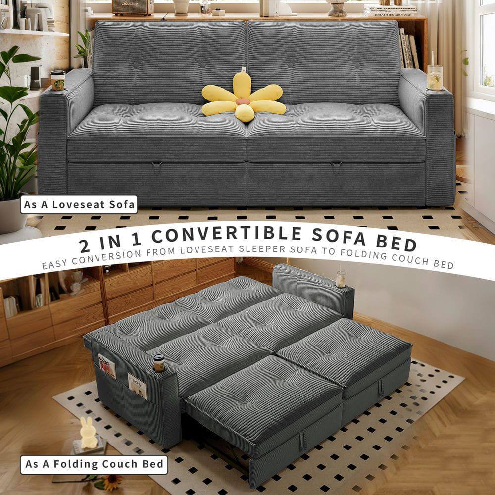 As A Loveseat Sofa

2 IN 1 CONVERTIBLE SOFA BED
EASY CONVERSION FROM LOVESOFA SLEEPER SOFA TO FOLDING COUCH BED

As A Folding Couch Bed