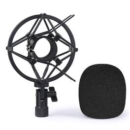 Fabibe - Q2u Microphone Shock Mount Holder With Foam Windscreen For Absorbe Vibration And Noise Pop Filter Suitable Samson Usb