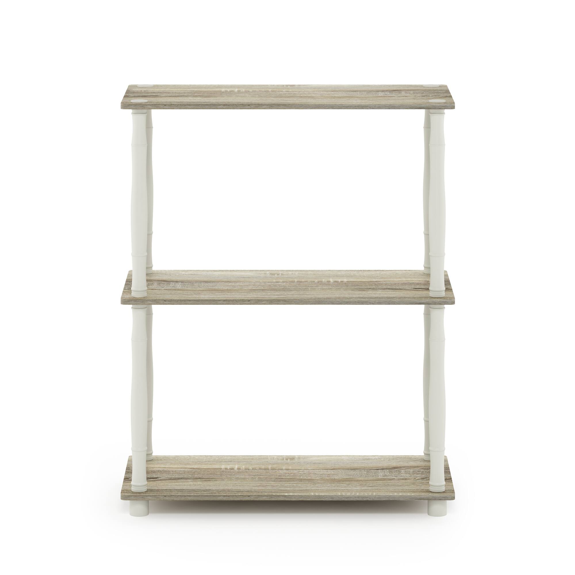 Alt View 2. Furinno - Turn-N-Tube 3-Tier Compact Multipurpose Shelf Display Rack with Classic Tube, Sonoma Oak/White - Sonoma Oak/White.