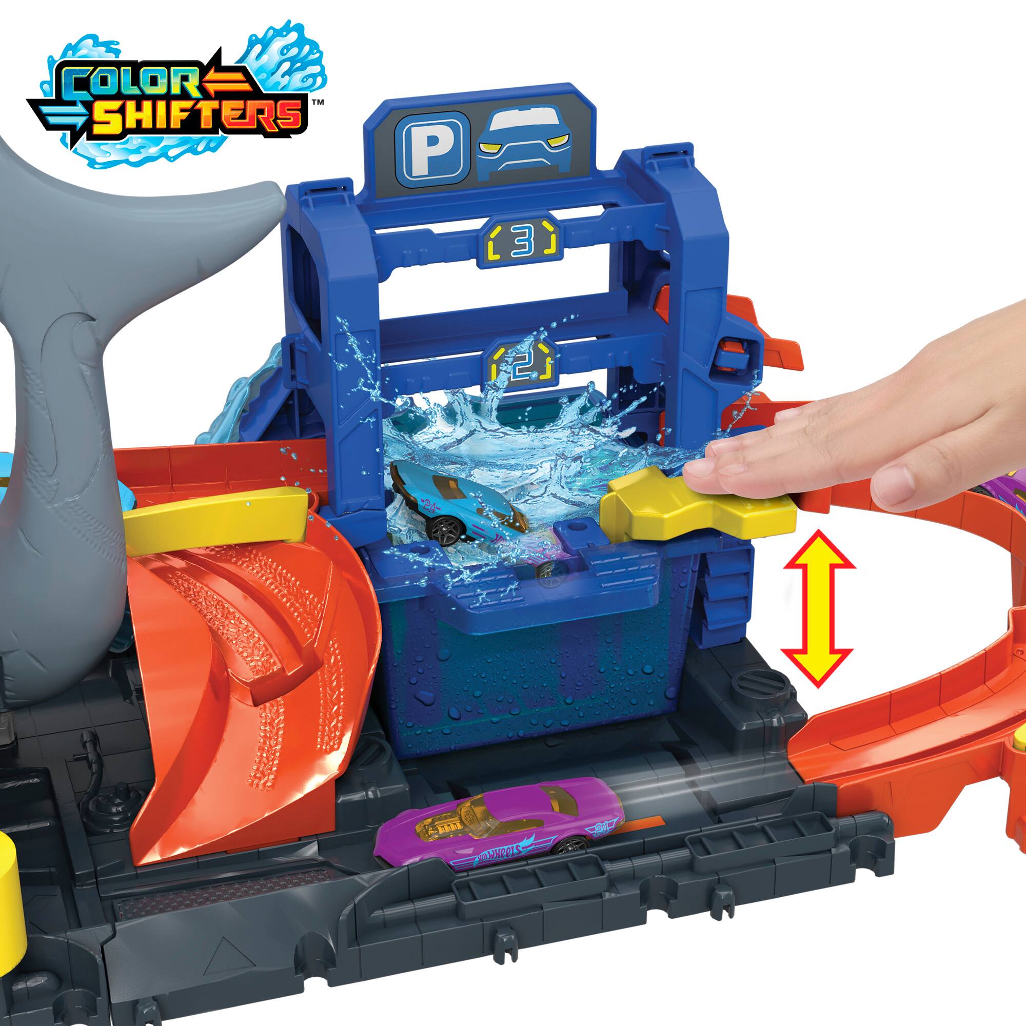 Color Shifters is a toy that includes a car and a boat. The car is blue and has a surfboard on top of it. The boat is also blue and has a surfboard on top of it. The toy is designed to be used with water, and it is intended for children to play with.