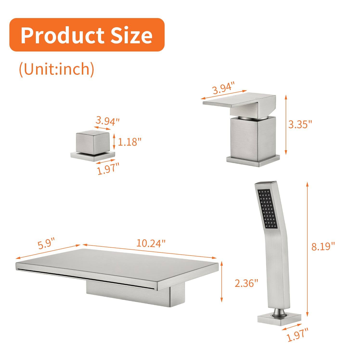 Product Size (Unit: inch)

- 3.94" x 3.94" x 1.18"
- 3.35" x 1.97" x 5.9"
- 10.24" x 2.36" x 8.19" x 1.97"