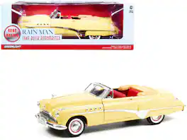 1949 Buick Roadmaster Convertible Charlie Babbitt's Yellow w/Red Interior Rain Man 1988 Movie 1/18 Model Car Greenlight