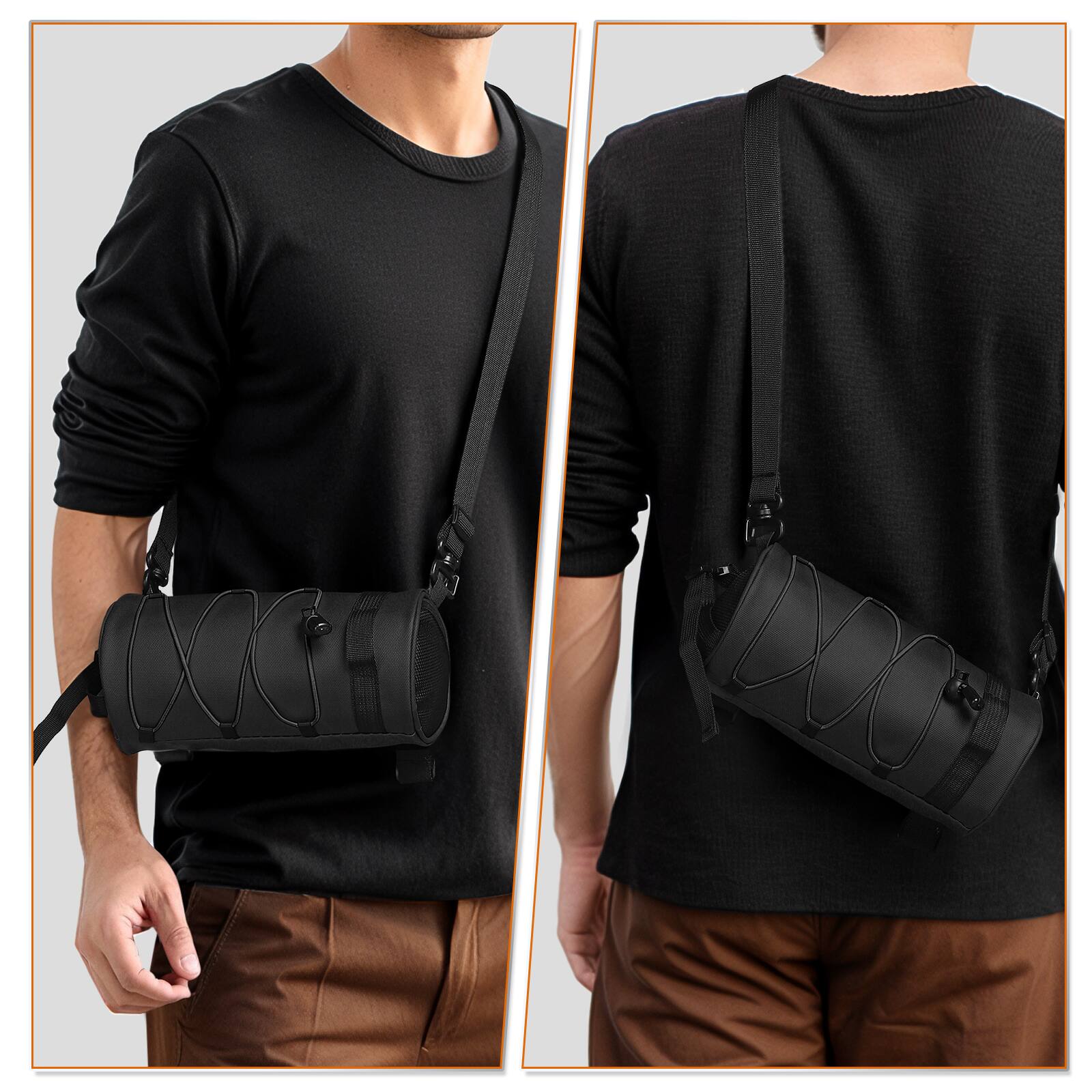 Alt View 5. Unique Bargains - Bike Handlebar Bag 2.5L Front Bicycle Storage Convertible Waterproof w/Shoulder Strap for Road Mountain Bikes Cycling - Black.