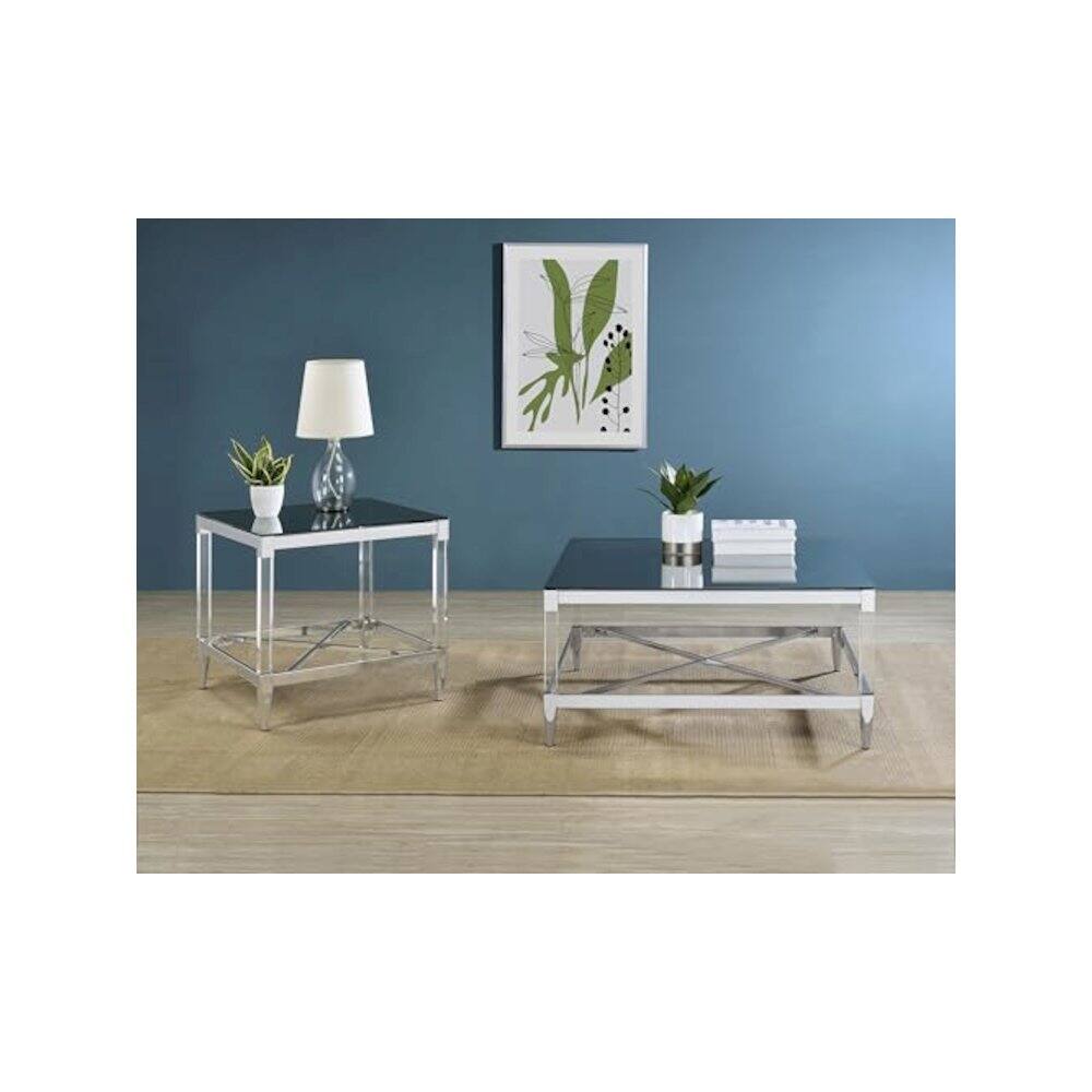 Alt View 1. Coaster Co. of America - Lindley 2-piece Square Coffee and End Table Set Chrome - Silver.