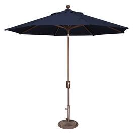 Mondawe - 9' Octagon Patio Umbrella Push Button Tilt Bronze Frame - Navy